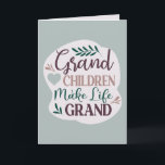 Carte Petits-enfants Lettrés Mains Rendre La Vie Grand<br><div class="desc">Grandchildren Make Life Grand Cute Typography with Color Editable Heart, Feuille, and Text - Un joli dessin dessiné à la main dans Emerald Green, Rose Gold, Dusty Blue, Mauve et Dark Purple Colorway. Tous les éléments du design sont modifiables en couleur ! Il est doté de polices élégantes à lettres,...</div>