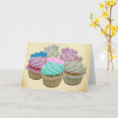 Carte Petits gâteaux et coeurs colorés (Fleur jaune)