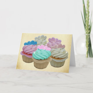 Carte Petits gâteaux et coeurs colorés