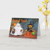 Carte Petits ours fantôme et sorcière (Fleur jaune)