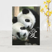 Carte Petits pandas géants affectueux chinois (Fleur jaune)