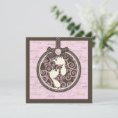 Carte Petits Pieds Rose Carré (Debout devant)