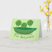 Carte Petits pois sauteurs en pod dessin animé illustrat (Fleur jaune)