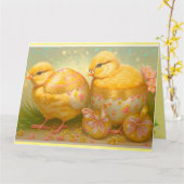 Carte Petits Poussins De Pâques Dans Une Collection De C (Fleur jaune)