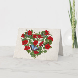 Carte pétunia et coeur papillon avec brosse