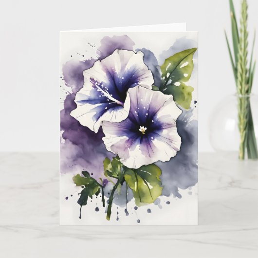Carte Pétunia - Fleurs à l'aquarelle (Devant)
