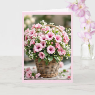 Carte Pétunias roses personnaliser anniversaire dos auss
