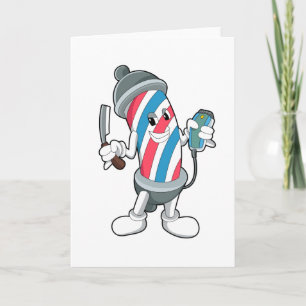 Carte Peut comme coiffeur avec rasoir