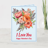 Carte Peut Modifier Texte, Fleurs Bleues & Poème Valenti (Devant)