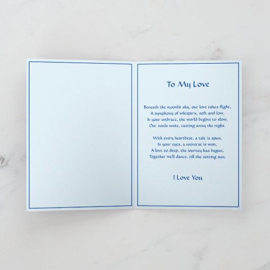 Carte Peut Modifier Texte, Fleurs Bleues & Poème Valenti (Intérieur)