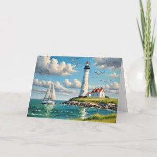 Carte Phare Blanc Anniversaire Avec Voilier
