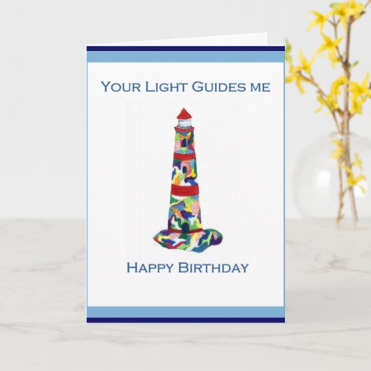 Carte Phare d'anniversaire (Fleur jaune)