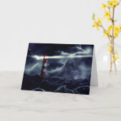 Carte Phare dans la mer orageuse illustration numérique (Fleur jaune)