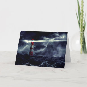Carte Phare dans la mer orageuse illustration numérique