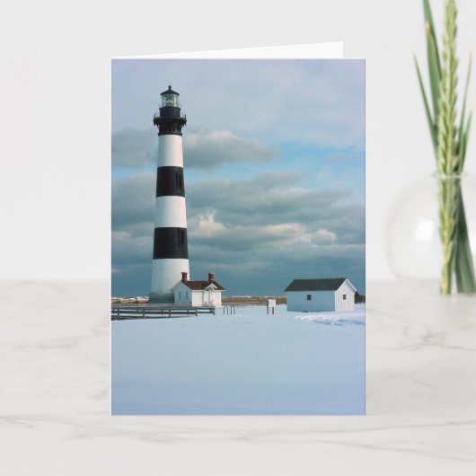 Carte Phare de Bodie avec neige, Outer Banks, NC (Devant)