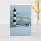Carte Phare de Bodie avec neige, Outer Banks, NC (Fleur jaune)
