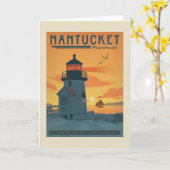 Carte Phare de Brant Point | Nantucket MA (Fleur jaune)