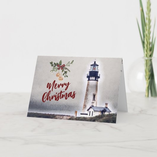 Carte Phare de Yaquina Head Joyeux Noël (Devant)