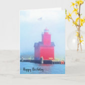 Carte Phare rouge géant dans le brouillard (Fleur jaune)