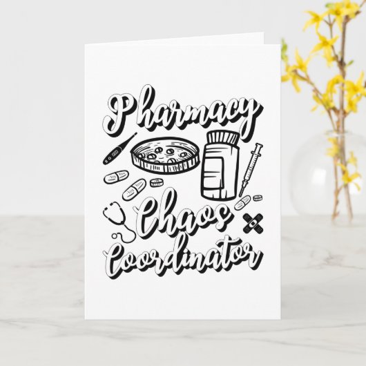 Carte Pharmaciste Technicien Pharmacie Coordinateur Chao (Fleur jaune)