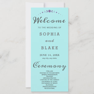 Carte Phases de la lune violette Pale Blue Wedding Progr