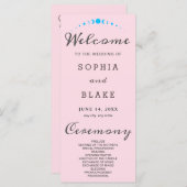 Carte Phases de Lune Turquoise Soft Rose Wedding Program (Devant / Derrière)