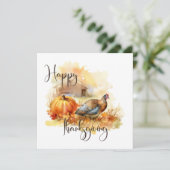 Carte Pheasant Pumpking Bon thanksgiving d'automne (Debout devant)