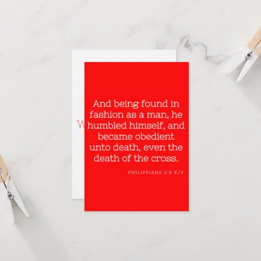 Carte Philippiens 2:8 KJV Bible Scripture Salutation (Devant/Arrière en situation)