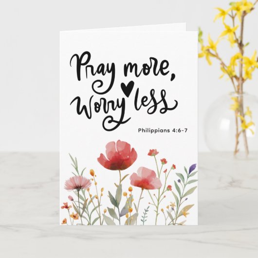 Carte Philippiens 4:6-7 Priez Plus Inquiète Moins Verse  (Fleur jaune)