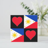 Carte Philippines Coeur du drapeau Salutation patriotiqu (Debout devant)