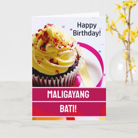 Carte Philippines Maligayang Bati Anniversaire (Fleur jaune)
