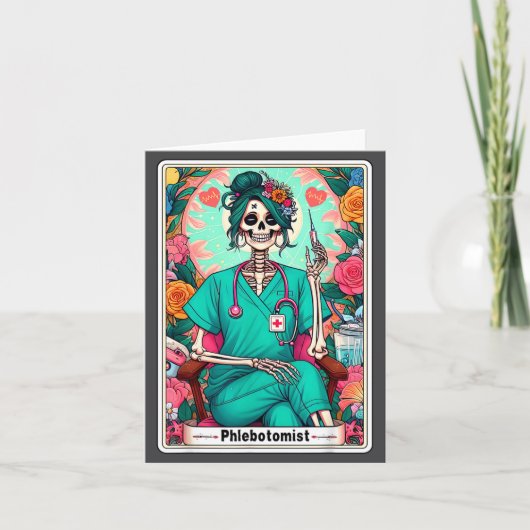 Carte Phlebotomist Tarot Card Skeleton Phlebotomy Tech P (Devant)