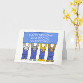 Carte Phlebotomiste joyeux chats caricaturaux d'annivers (Fleur jaune)