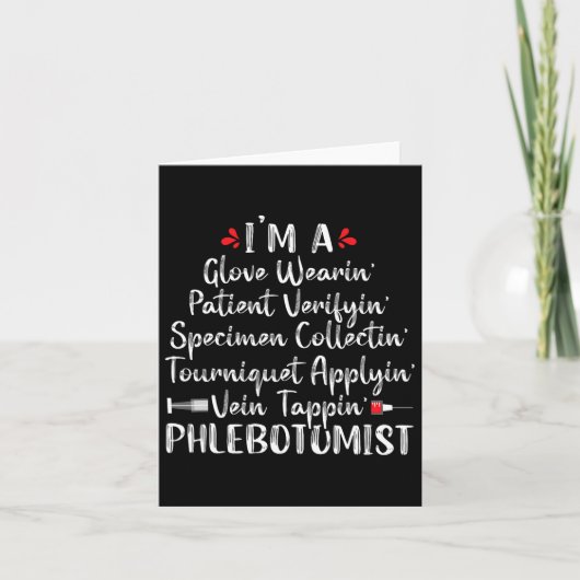 Carte Phlebotomiste Phlebotomie Technicien Funny Nurse C (Devant)