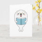 Carte Phoque à Reading un livre (Fleur jaune)