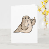 Carte Phoque au Poisson et Fourchette (Fleur jaune)