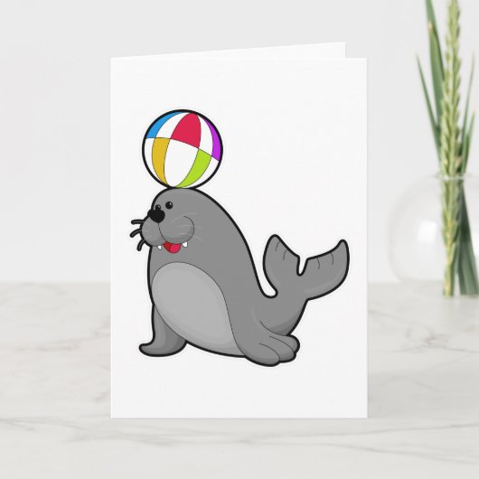 Carte Phoque au sports nautiques avec Water-polo (Devant)