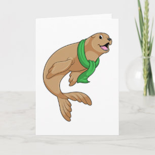 Carte Phoque avec écharpe