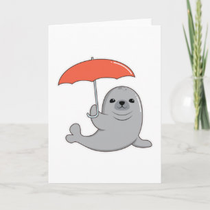 Carte Phoque avec parapluie