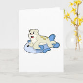 Carte Phoque avec Poisson (Fleur jaune)