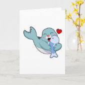 Carte Phoque avec Poisson (Fleur jaune)