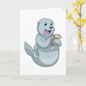 Carte Phoque avec Poisson (Fleur jaune)