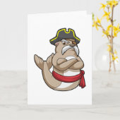 Carte Phoque comme Pirate avec chapeau de Pirate (Fleur jaune)