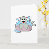 Carte Phoque dans la baignoire (Fleur jaune)