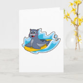 Carte Phoque en surfeur avec planche de surf (Fleur jaune)