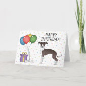 Carte Phoque Et Blanc Greyhound Italien - Joyeux anniver (Devant)