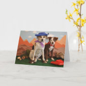 Carte Photo, 2 chiens occidentaux (Fleur jaune)