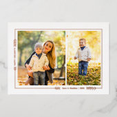 Carte photo 2 de branche d'hiver en feuille d'or (Recto)