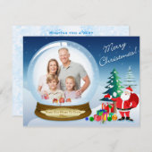 Carte photo 2 de Noël du père noël et de globe de (Devant / Derrière)