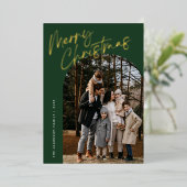 Carte Photo 2 Joyeux Noël Écriture Moderne Verte A (Debout devant)